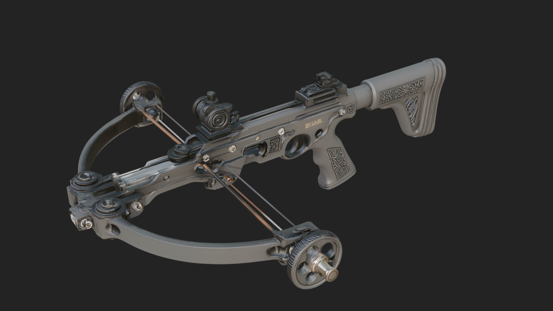 Tactical Scoped Crossbow Model Design 14 3D Print Model 3D Model