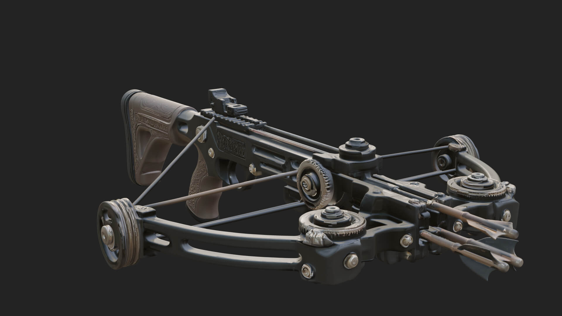 Tactical Scoped Crossbow Model Design 16 3D Print Model 3D Model