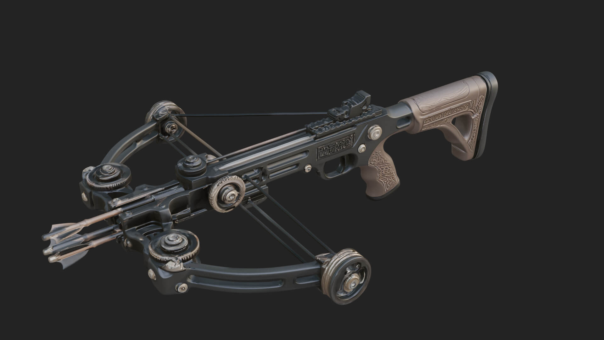 Tactical Scoped Crossbow Model Design 16 3D Print Model 3D Model