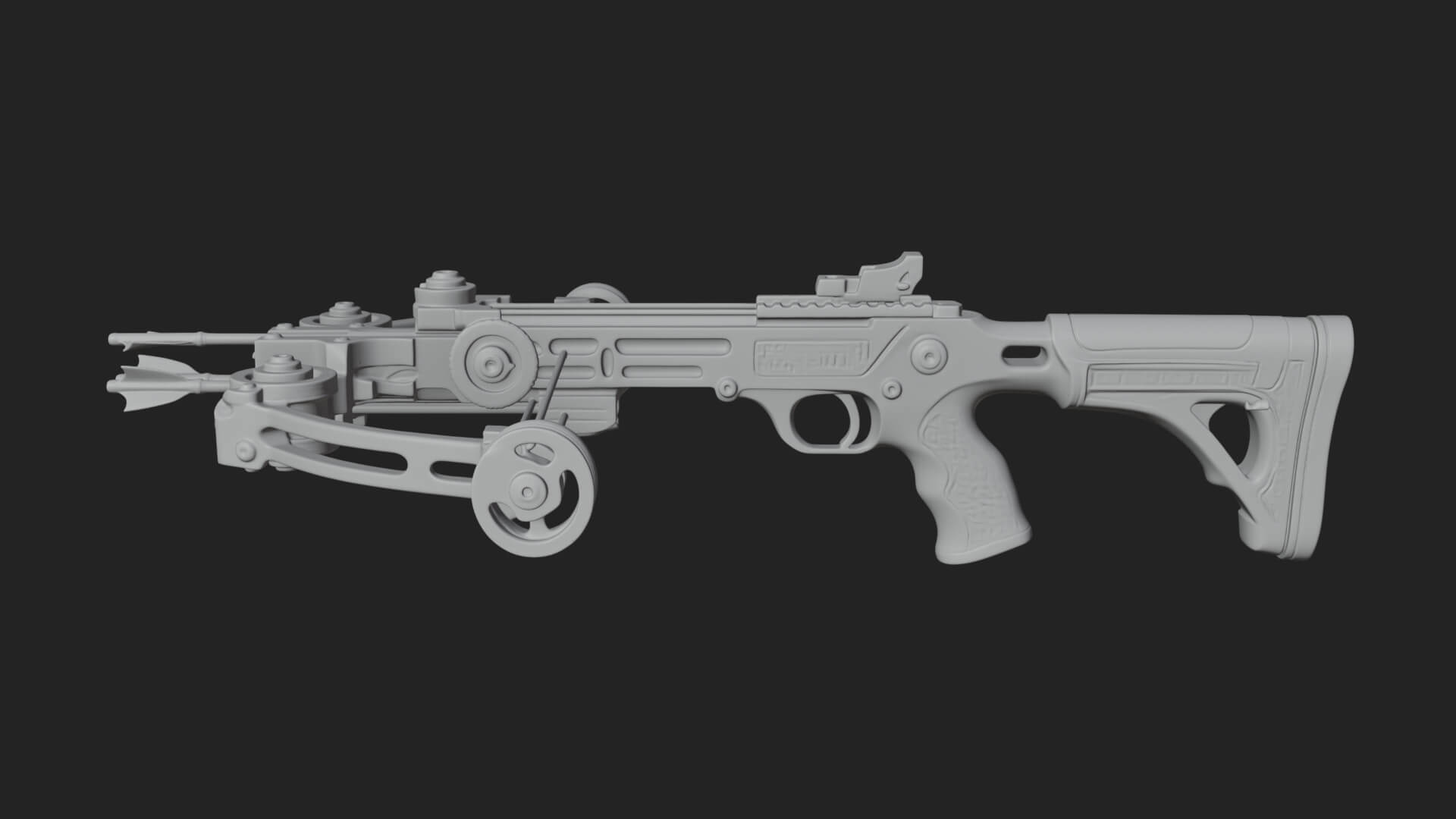 Tactical Scoped Crossbow Model Design 16 3D Print Model 3D Model