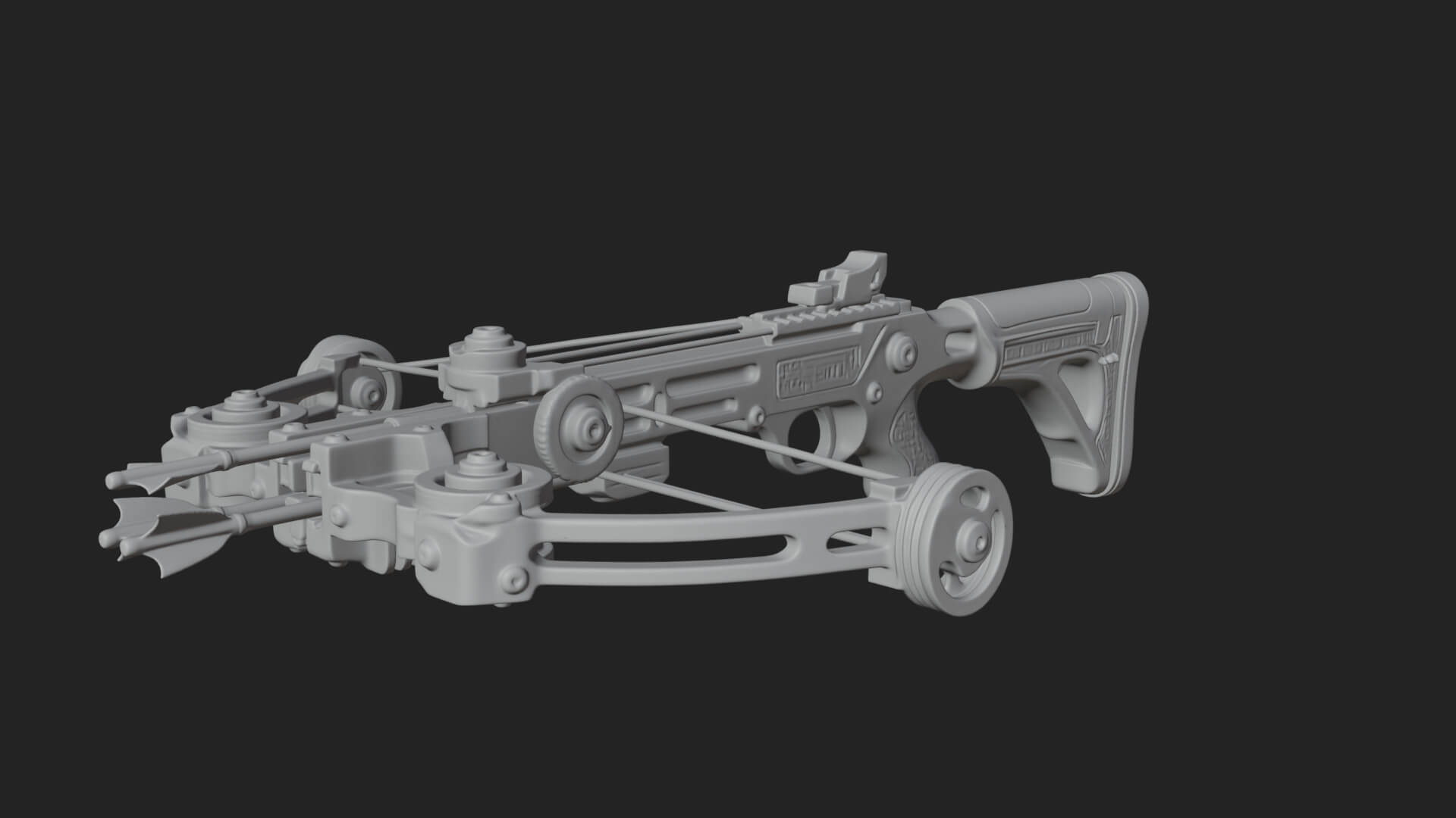 Tactical Scoped Crossbow Model Design 16 3D Print Model 3D Model