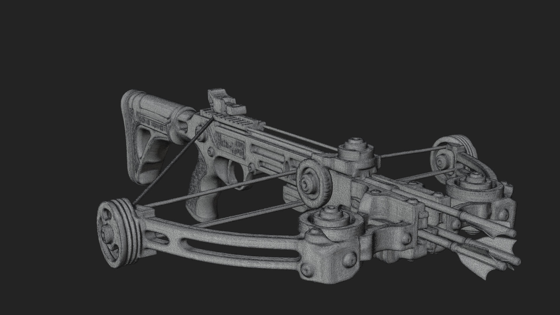Tactical Scoped Crossbow Model Design 16 3D Print Model 3D Model