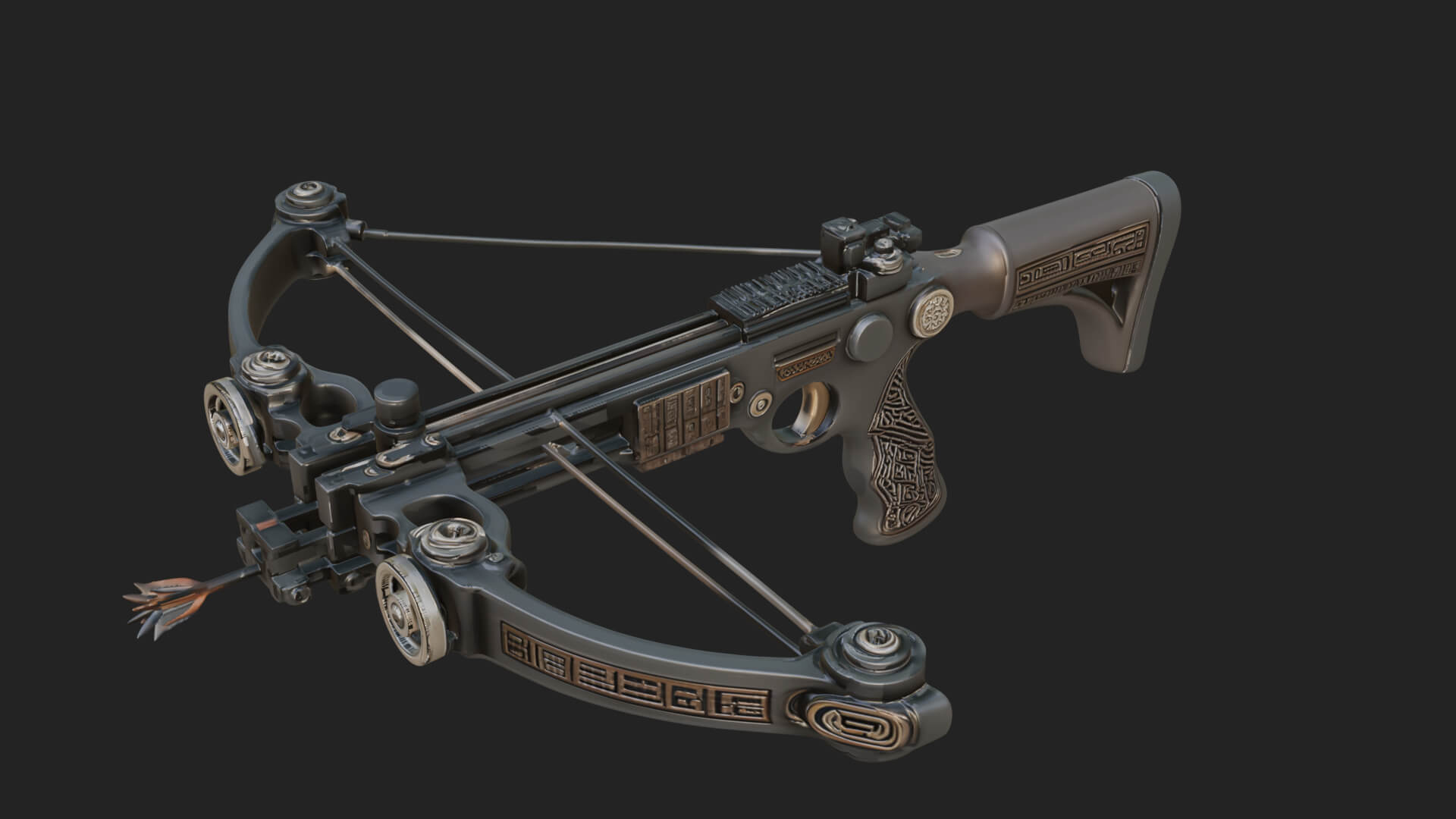 Tactical Scoped Crossbow Model Design 17 3D Print Model 3D Model