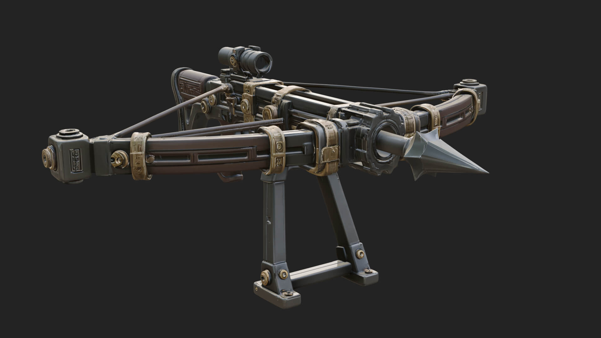 Tactical Scoped Crossbow Model Design 2 3D Print Model 3D Model