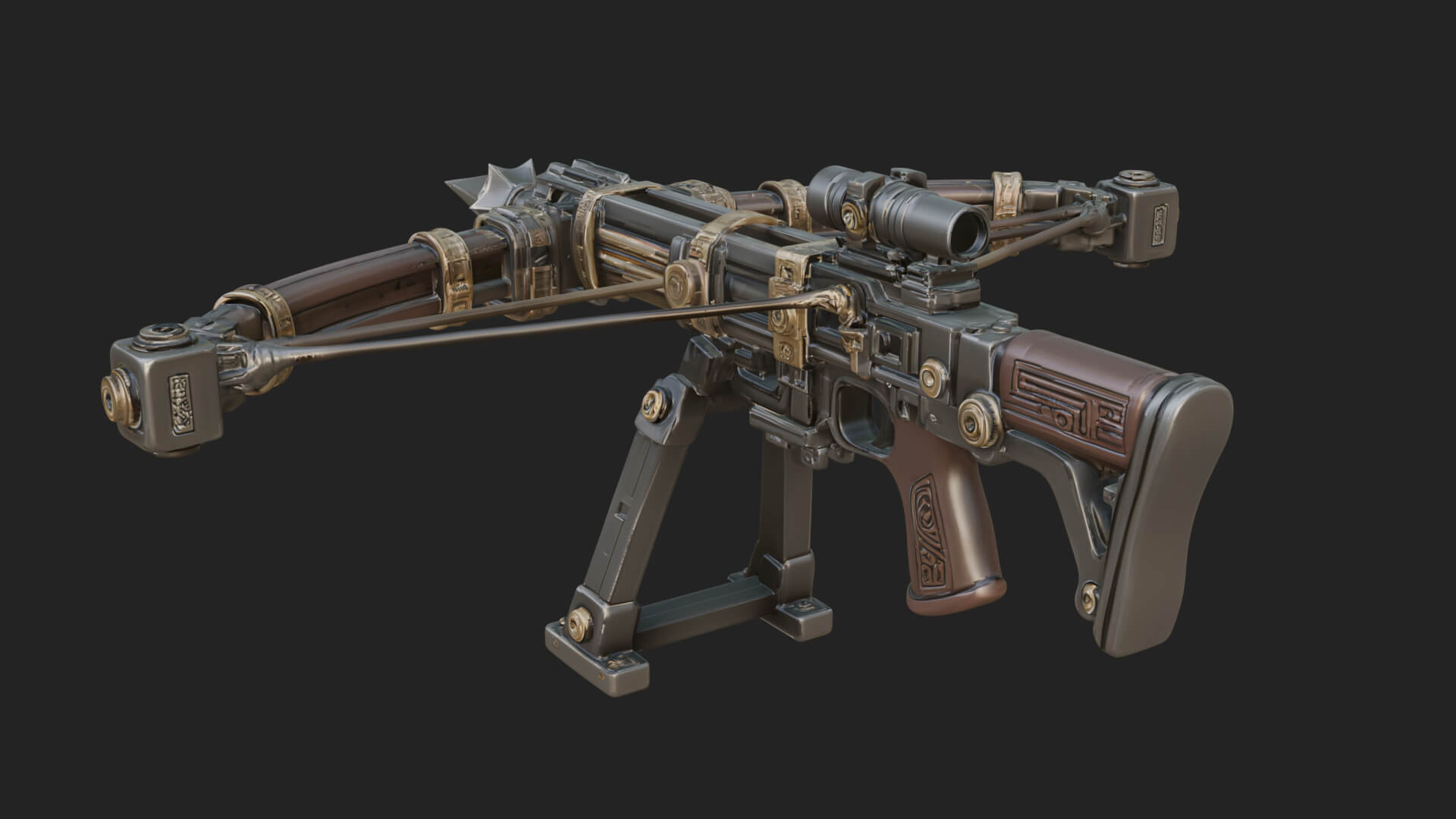 Tactical Scoped Crossbow Model Design 2 3D Print Model 3D Model