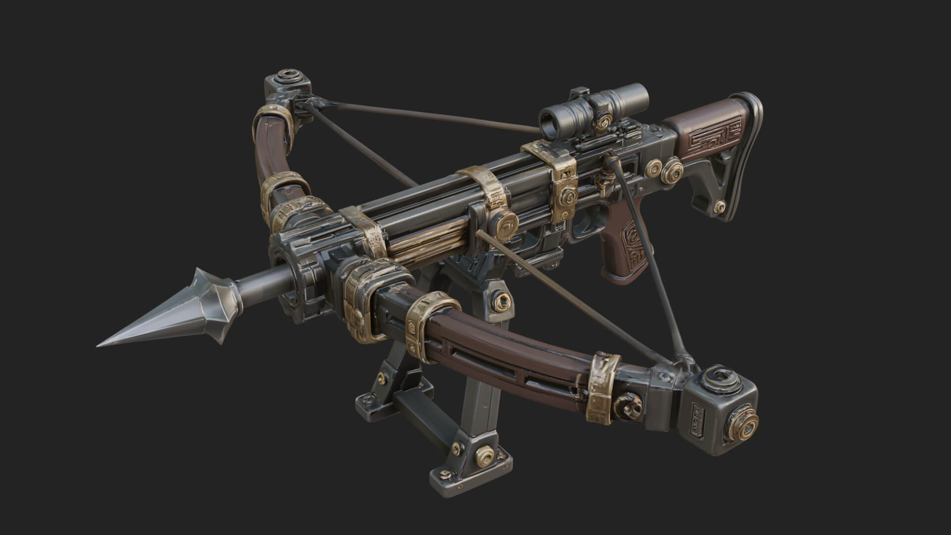 Tactical Scoped Crossbow Model Design 2 3D Print Model 3D Model