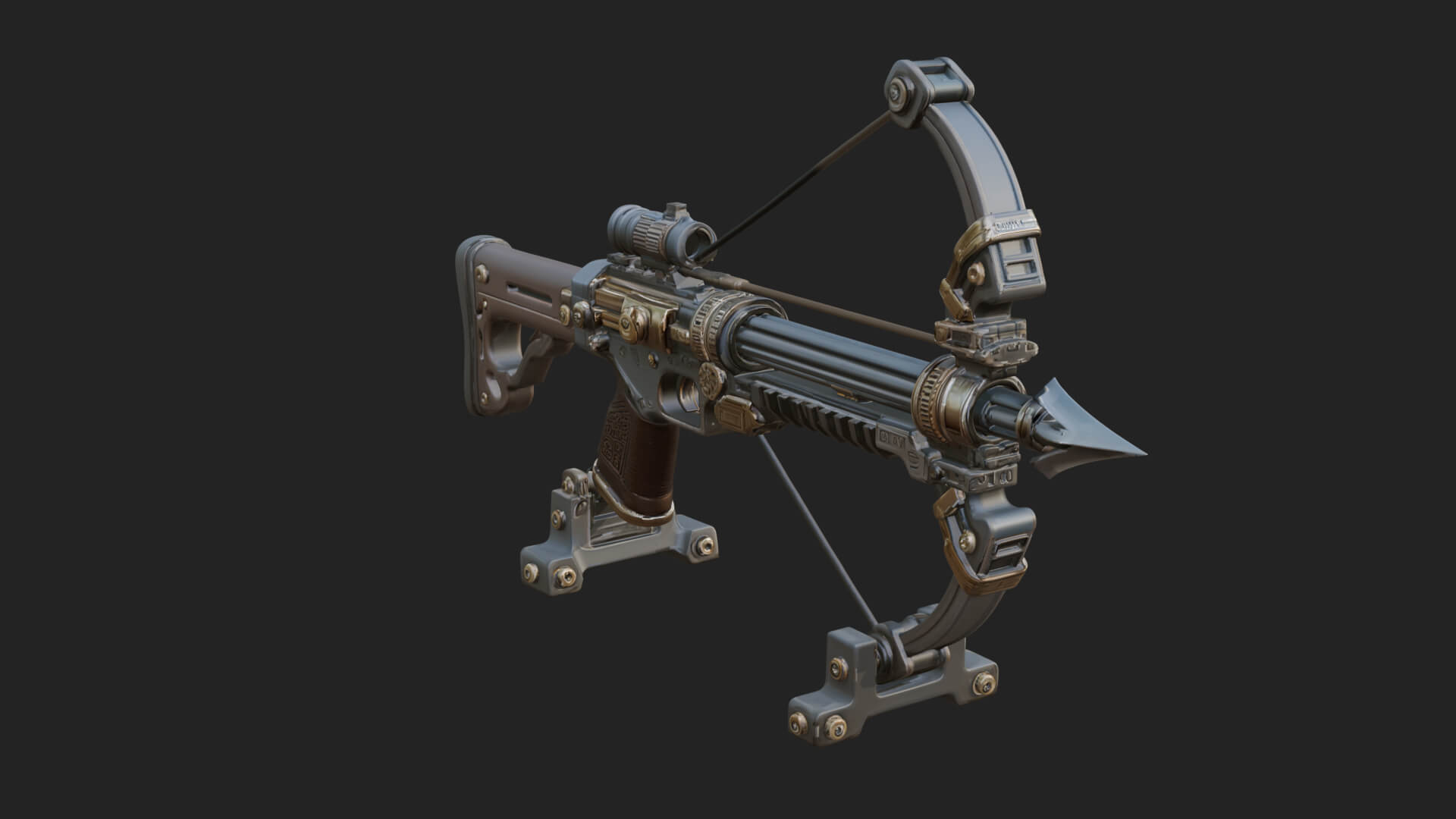 Tactical Scoped Crossbow Model Design 3 3D Print Model 3D Model