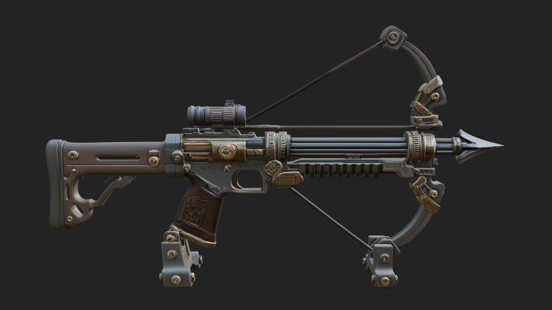 Tactical Scoped Crossbow Model Design 3 3D Print Model 3D Model