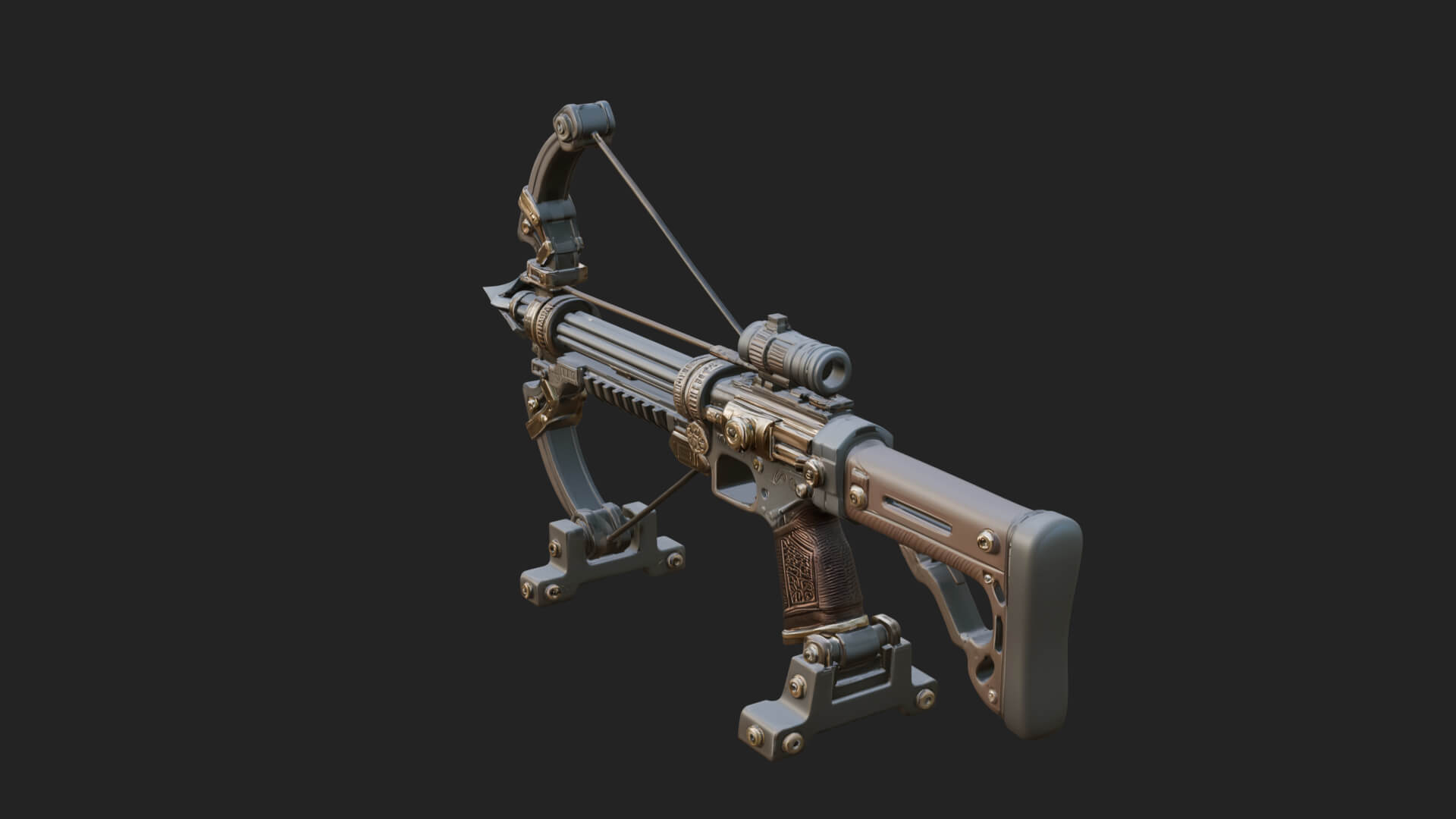 Tactical Scoped Crossbow Model Design 3 3D Print Model 3D Model
