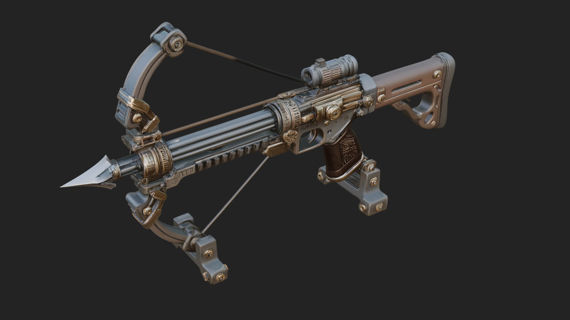 Tactical Scoped Crossbow Model Design 3 3D Print Model 3D Model