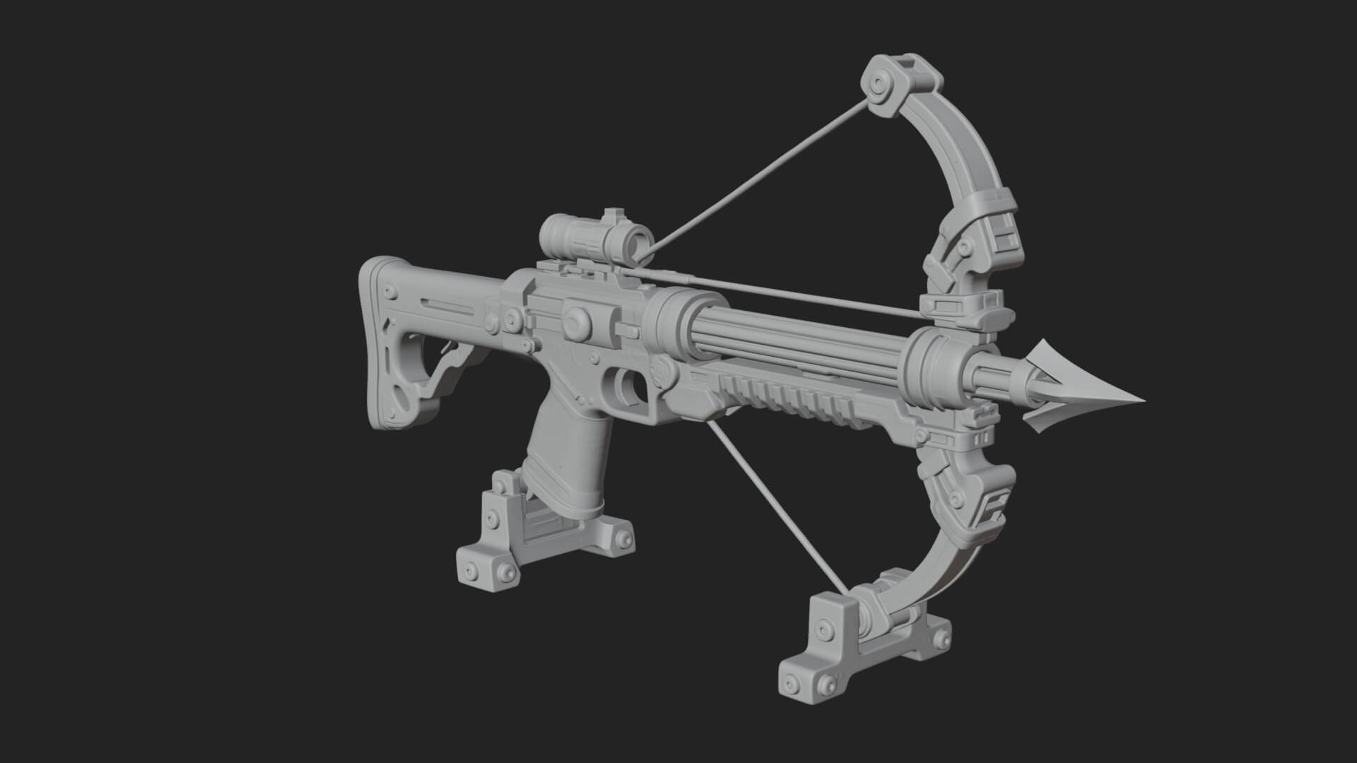 Tactical Scoped Crossbow Model Design 3 3D Print Model 3D Model