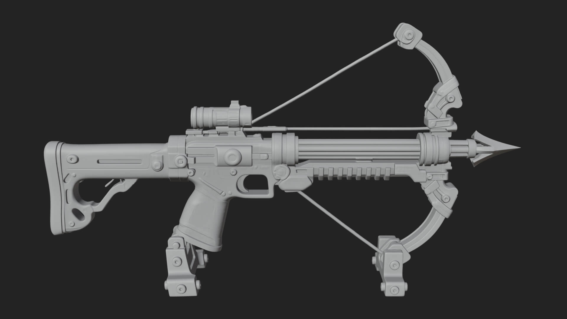 Tactical Scoped Crossbow Model Design 3 3D Print Model 3D Model