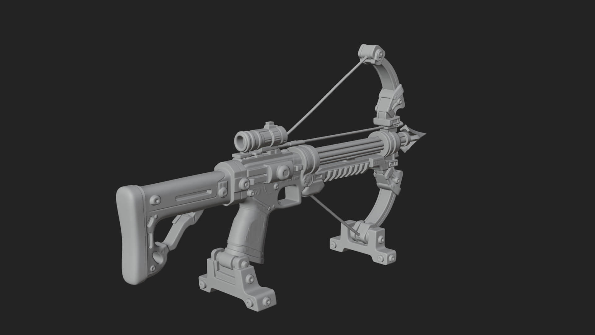Tactical Scoped Crossbow Model Design 3 3D Print Model 3D Model