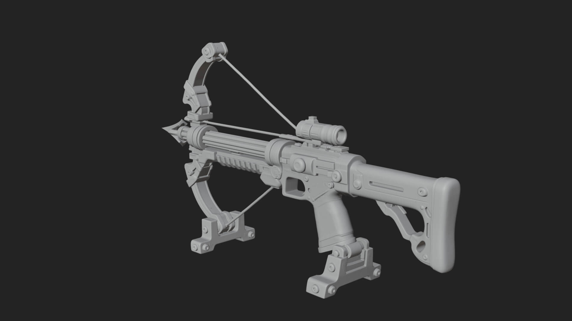 Tactical Scoped Crossbow Model Design 3 3D Print Model 3D Model