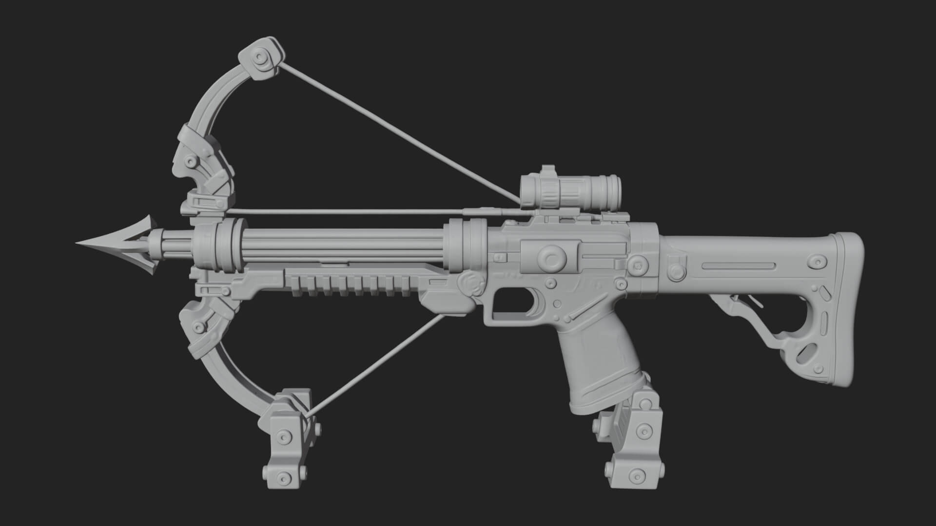 Tactical Scoped Crossbow Model Design 3 3D Print Model 3D Model