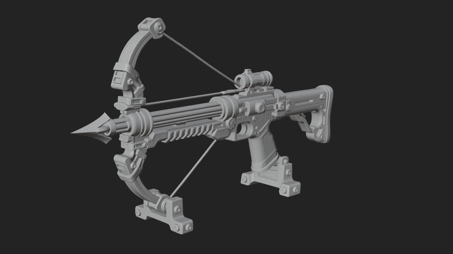 Tactical Scoped Crossbow Model Design 3 3D Print Model 3D Model