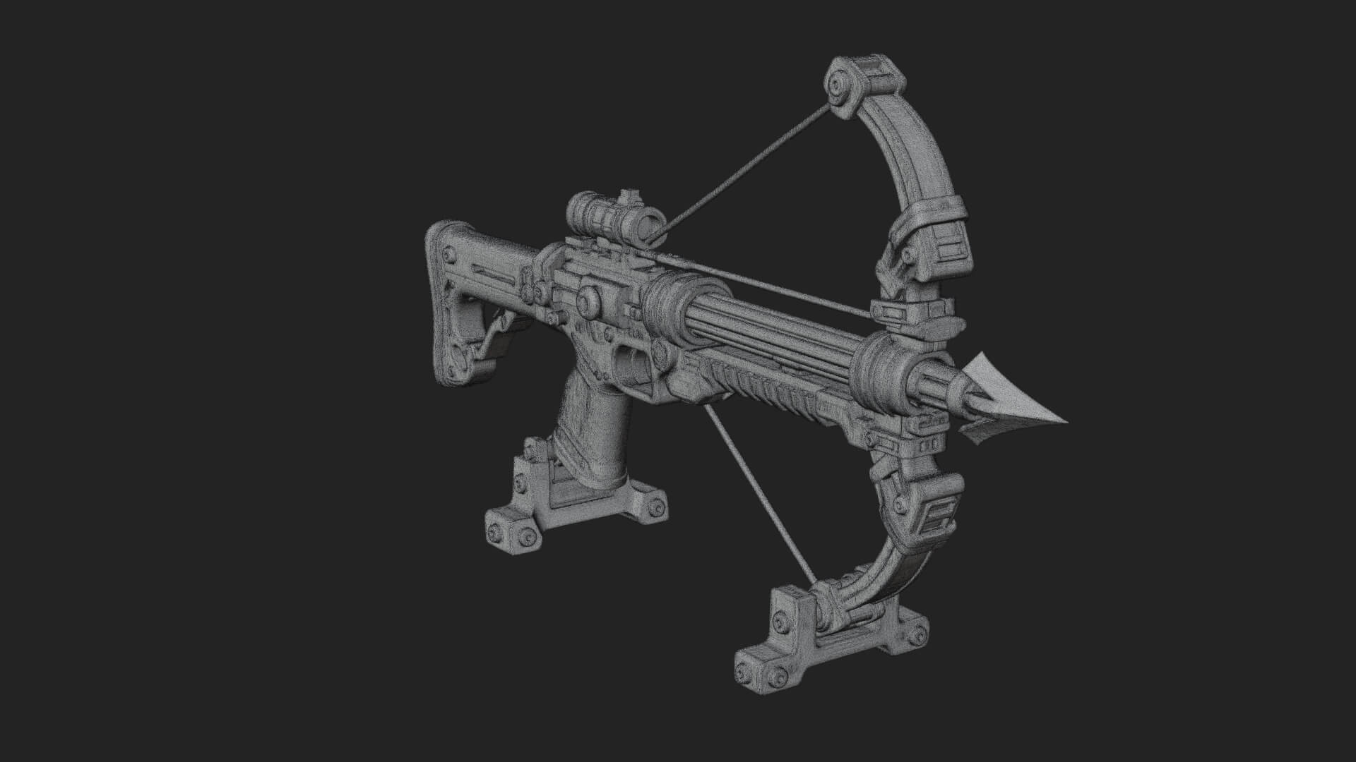 Tactical Scoped Crossbow Model Design 3 3D Print Model 3D Model