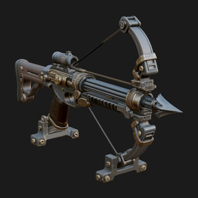 Tactical Scoped Crossbow Model Design 3 3D Print Model