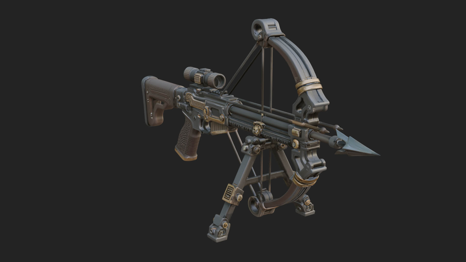 Tactical Scoped Crossbow Model Design 4 3D Print Model 3D Model