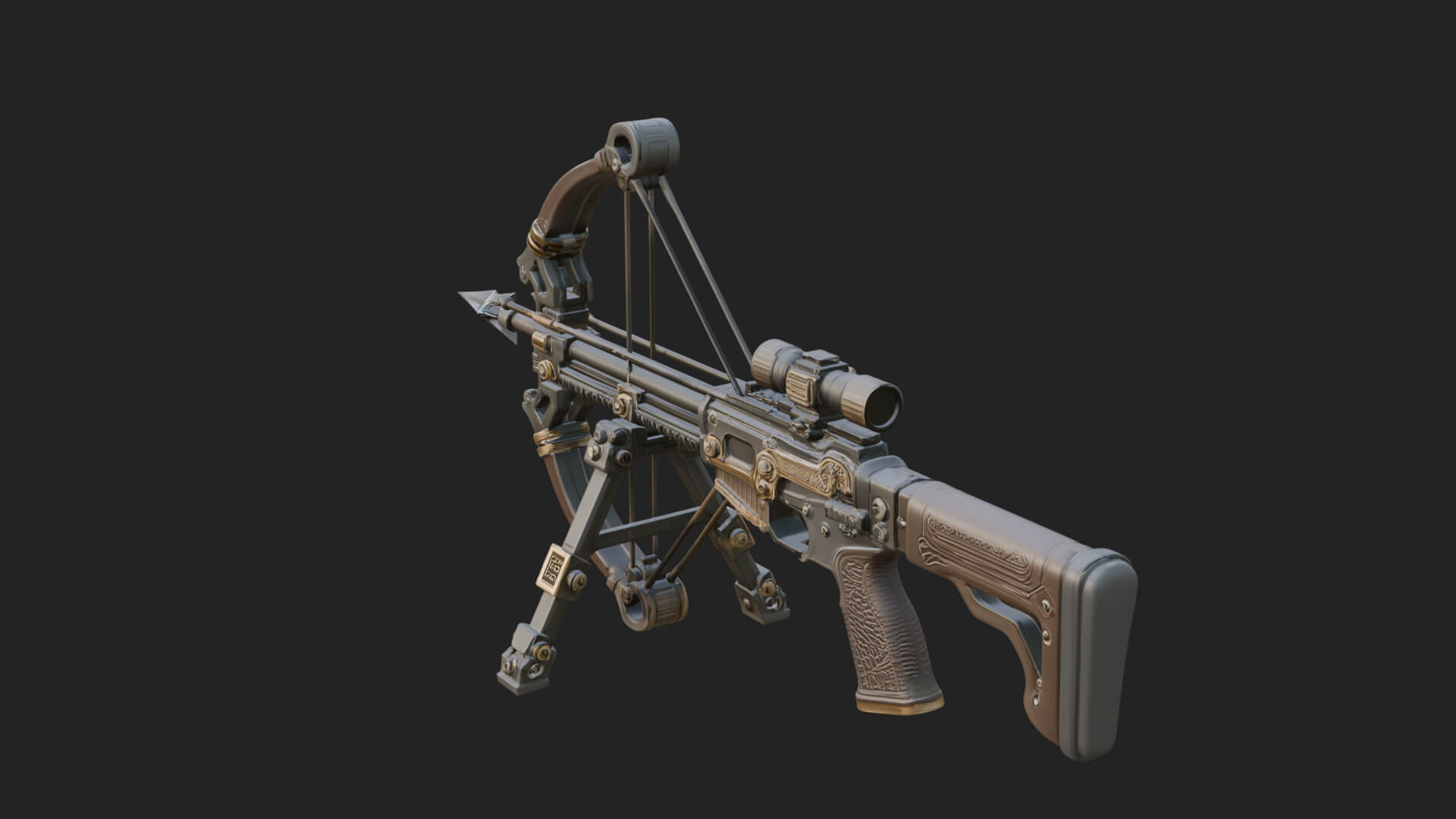 Tactical Scoped Crossbow Model Design 4 3D Print Model 3D Model