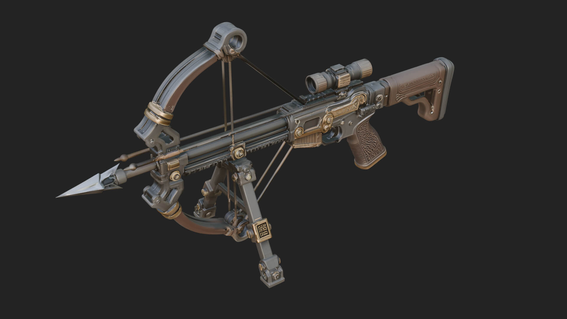 Tactical Scoped Crossbow Model Design 4 3D Print Model 3D Model