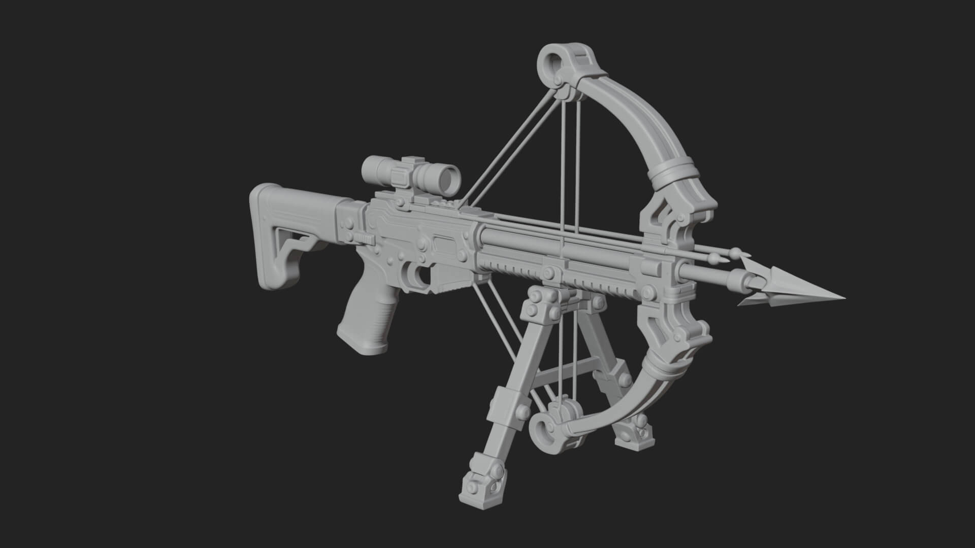 Tactical Scoped Crossbow Model Design 4 3D Print Model 3D Model