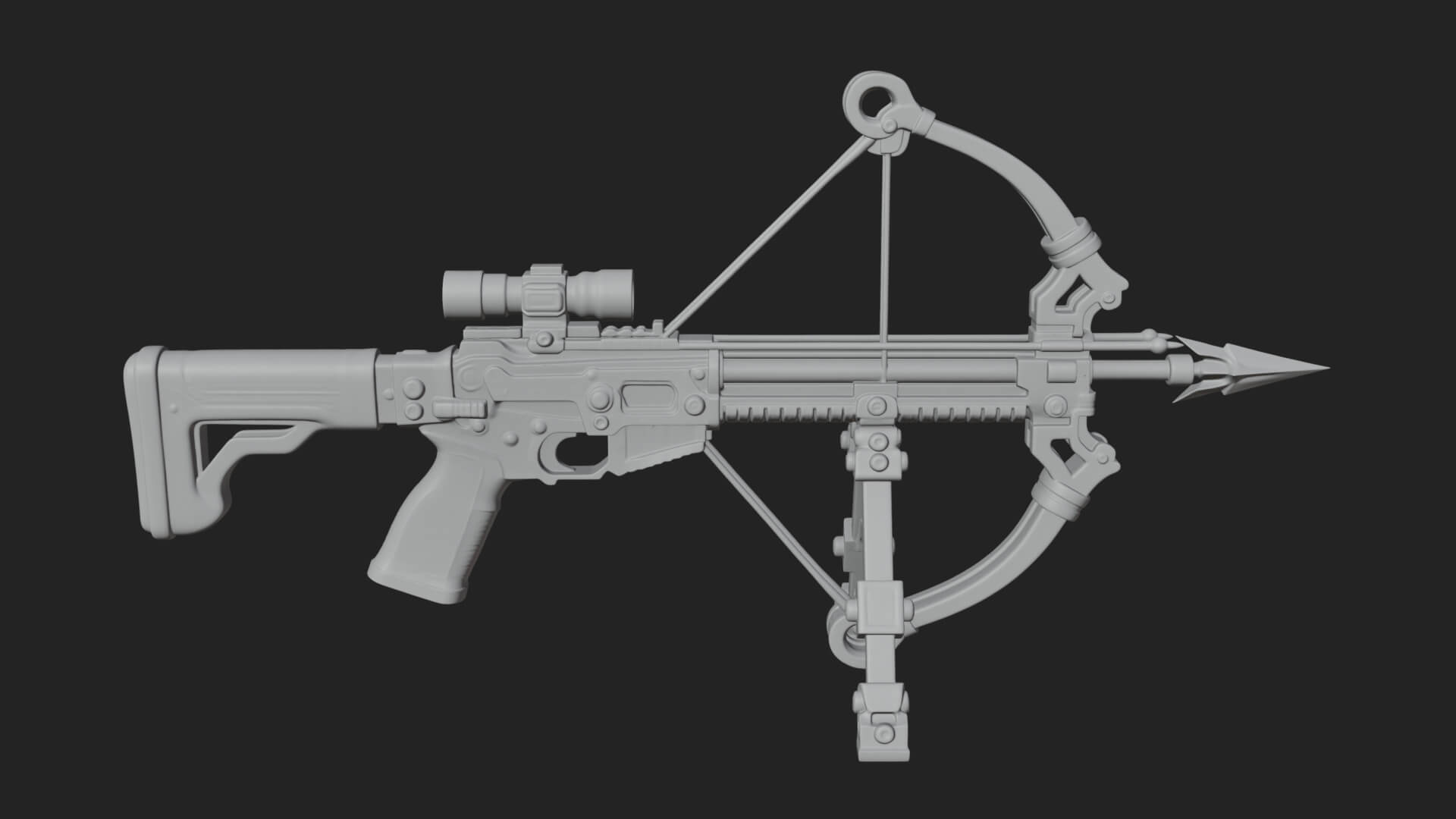 Tactical Scoped Crossbow Model Design 4 3D Print Model 3D Model