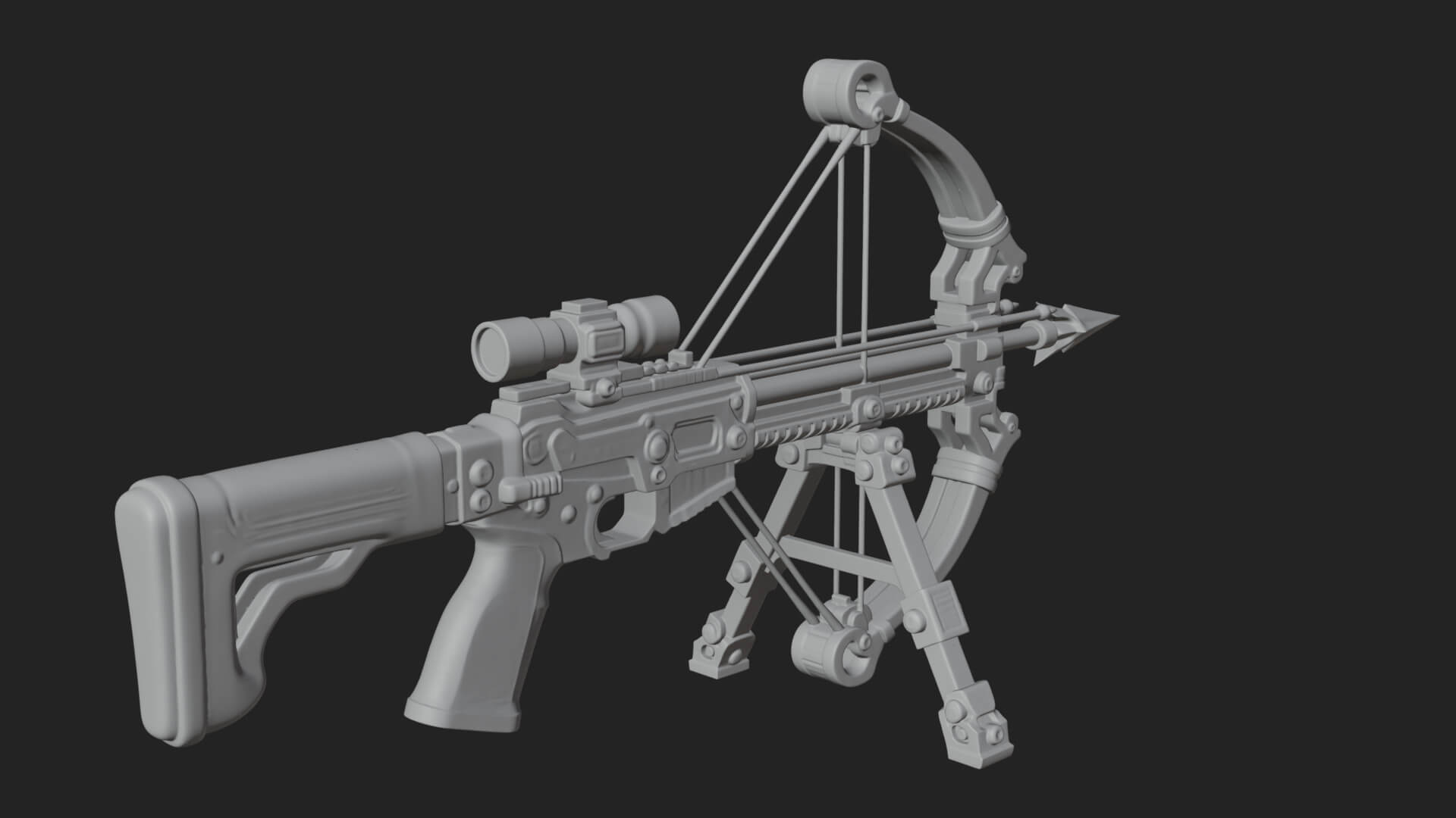 Tactical Scoped Crossbow Model Design 4 3D Print Model 3D Model