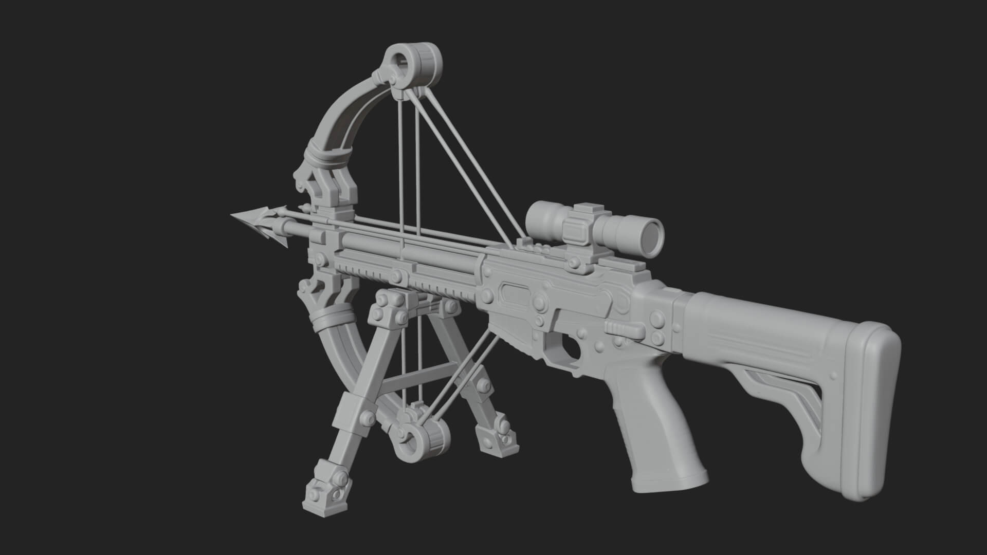 Tactical Scoped Crossbow Model Design 4 3D Print Model 3D Model