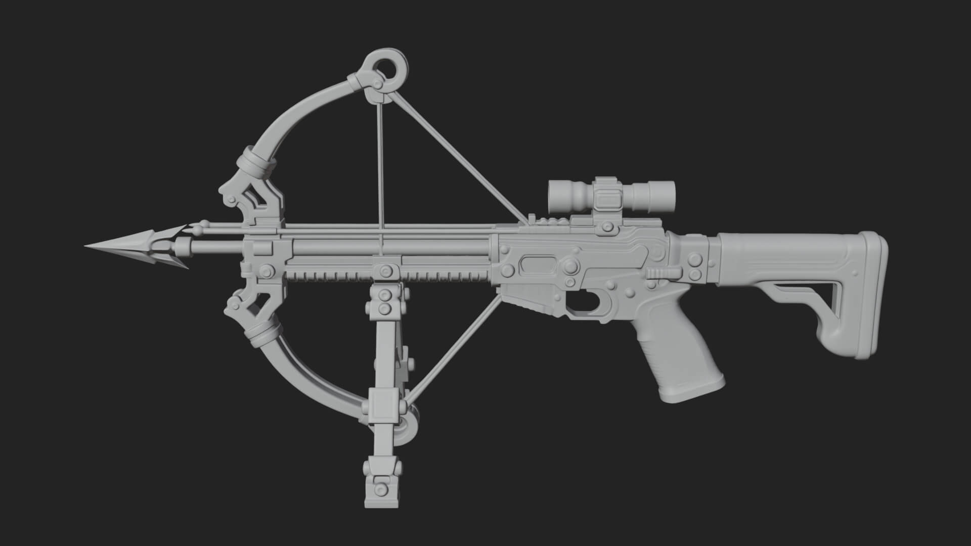 Tactical Scoped Crossbow Model Design 4 3D Print Model 3D Model