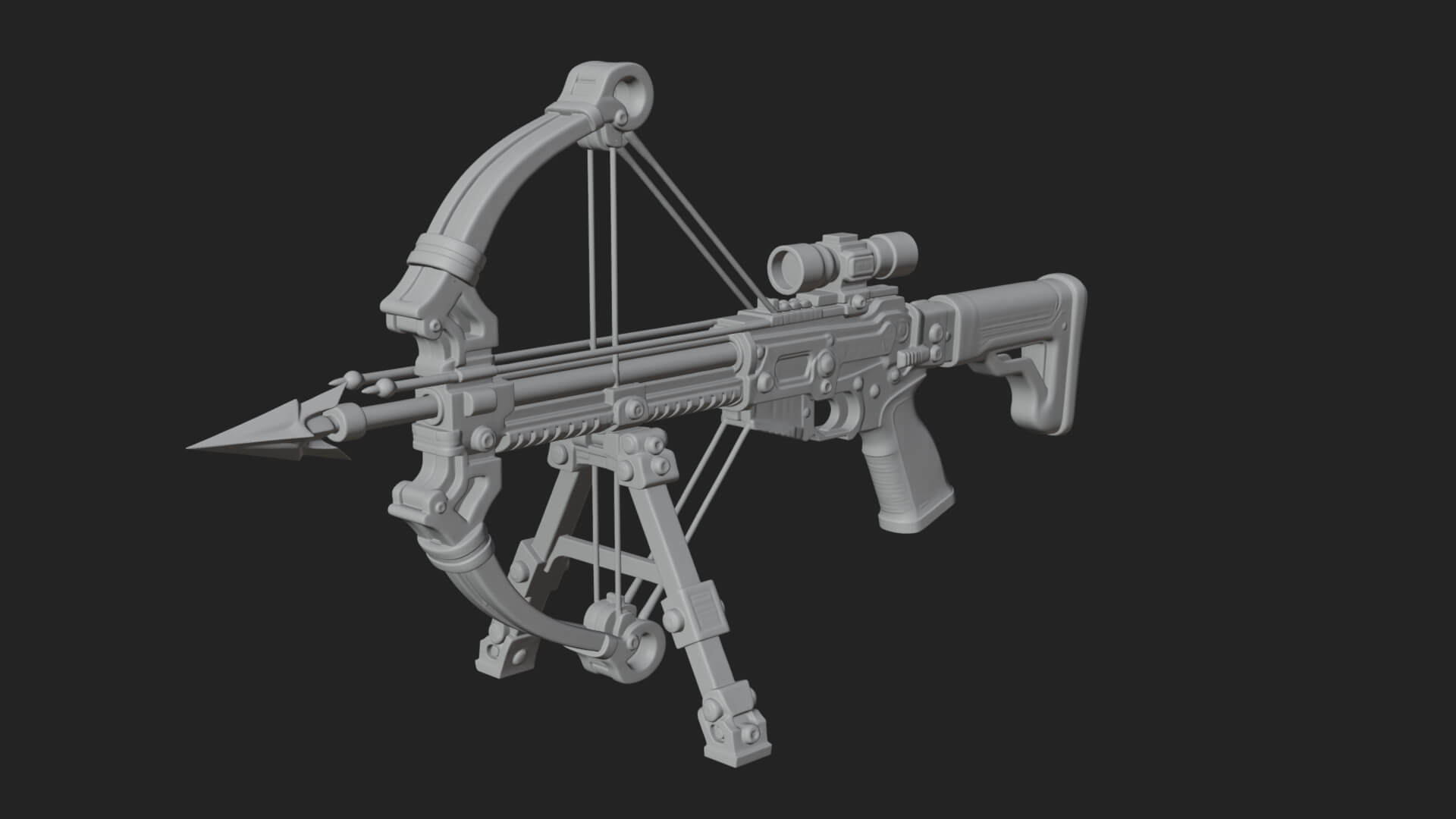 Tactical Scoped Crossbow Model Design 4 3D Print Model 3D Model