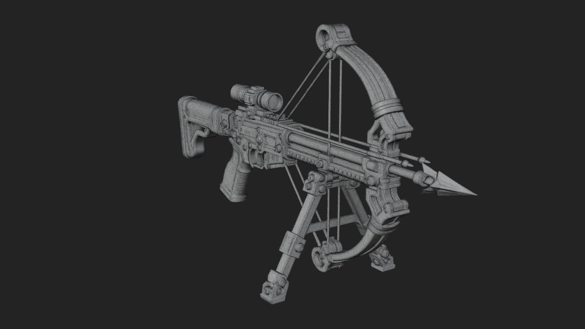 Tactical Scoped Crossbow Model Design 4 3D Print Model 3D Model
