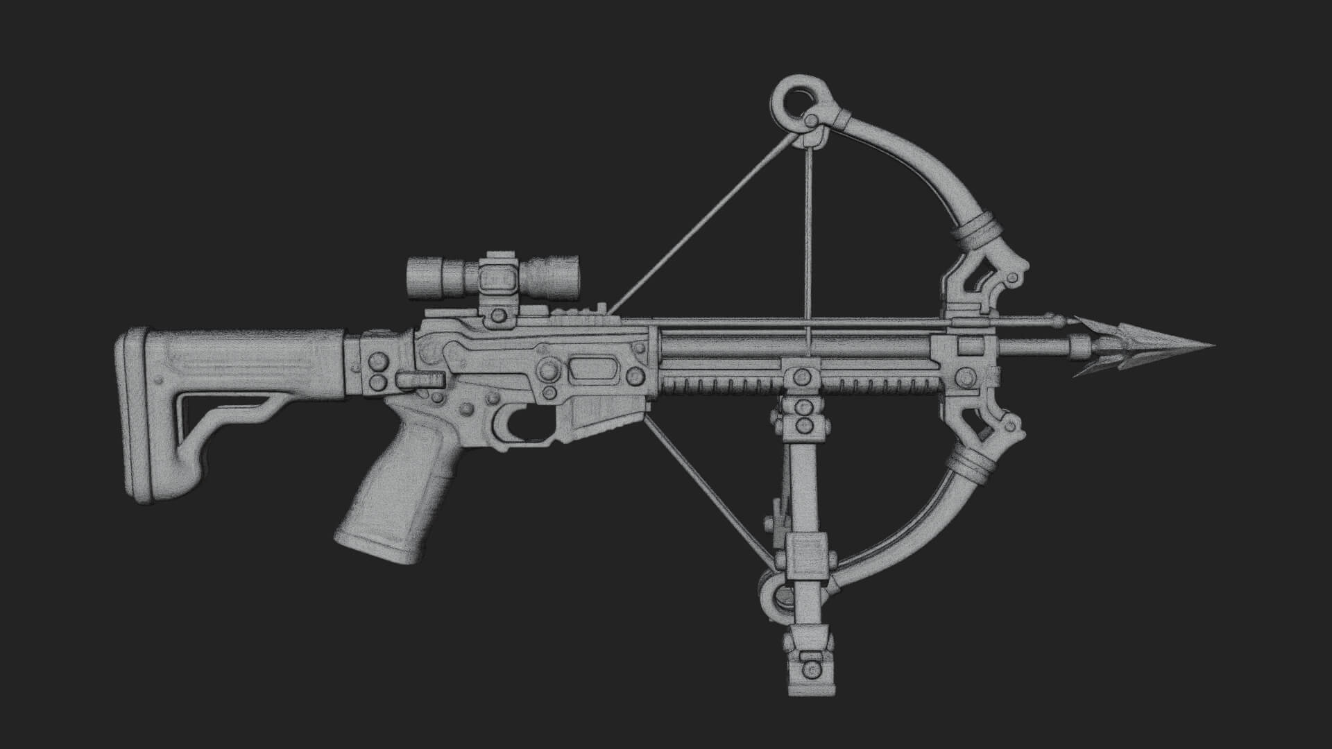 Tactical Scoped Crossbow Model Design 4 3D Print Model 3D Model