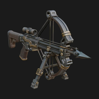 Tactical Scoped Crossbow Model Design 4 3D Print Model