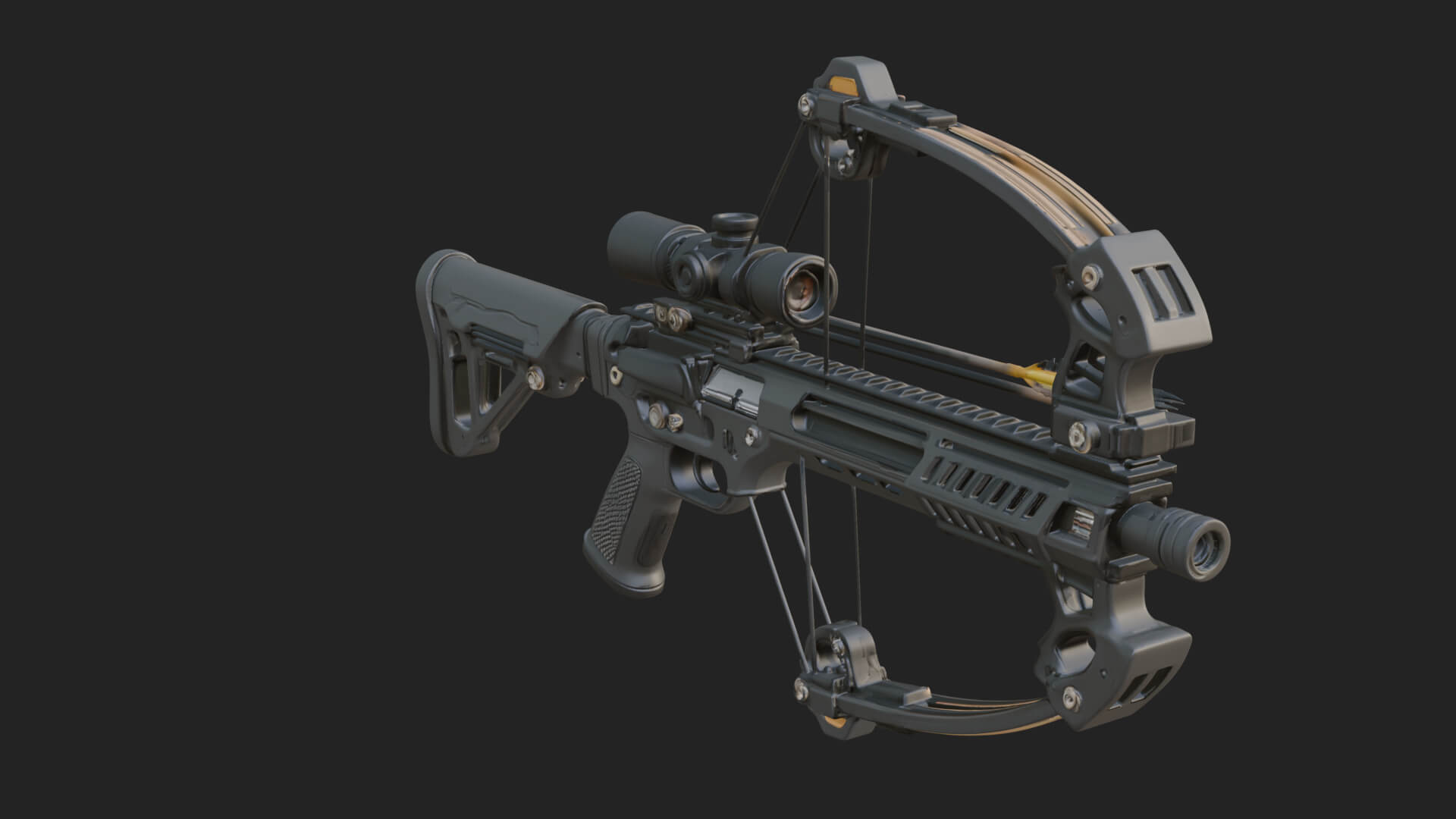 Tactical Scoped Crossbow Model Design 5 3D Print Model 3D Model