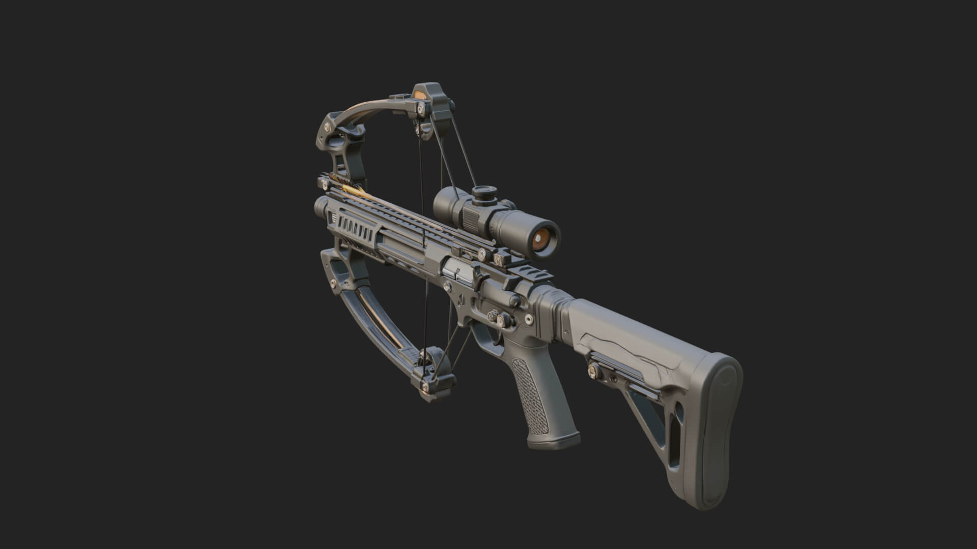 Tactical Scoped Crossbow Model Design 5 3D Print Model 3D Model