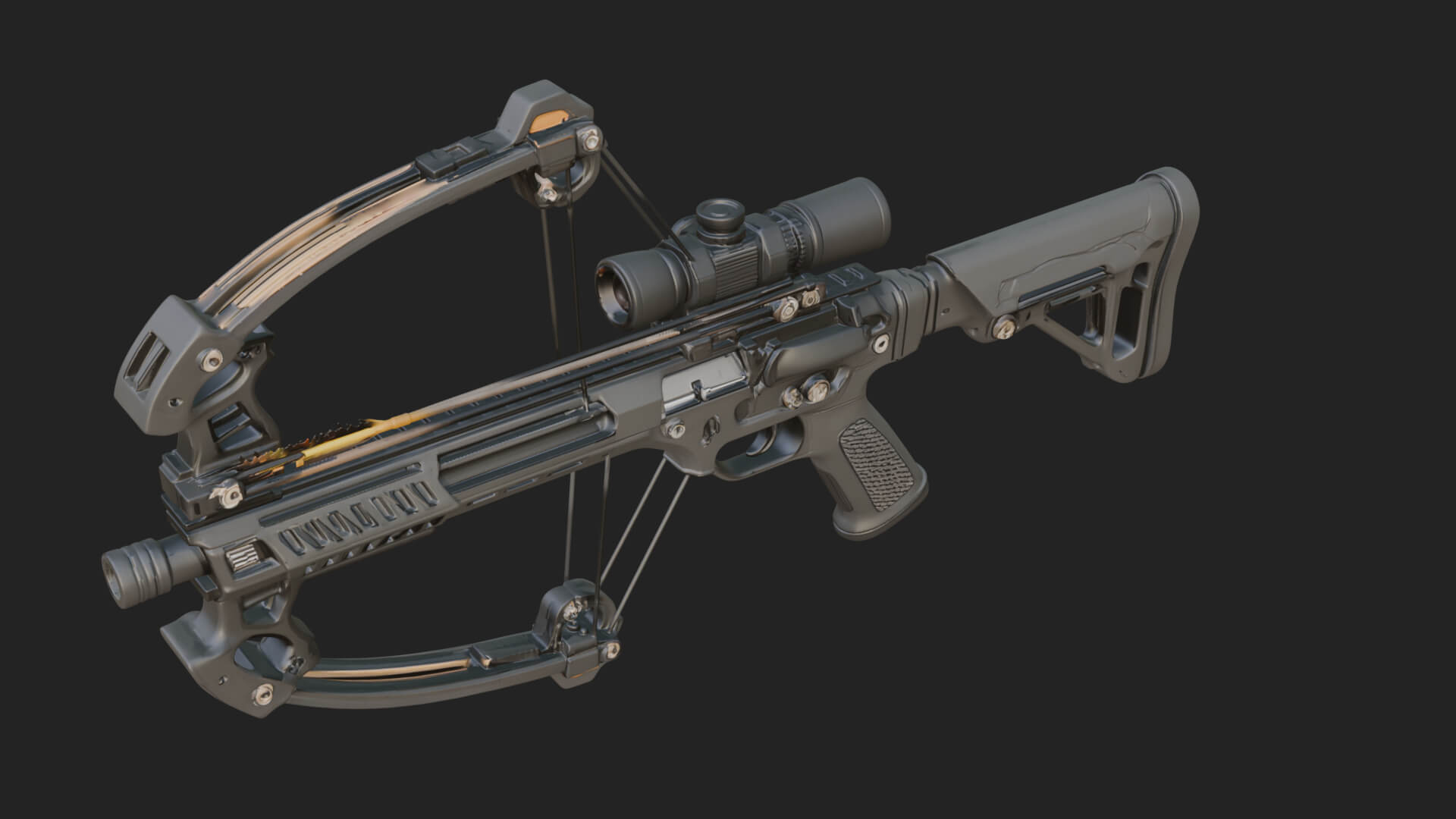 Tactical Scoped Crossbow Model Design 5 3D Print Model 3D Model