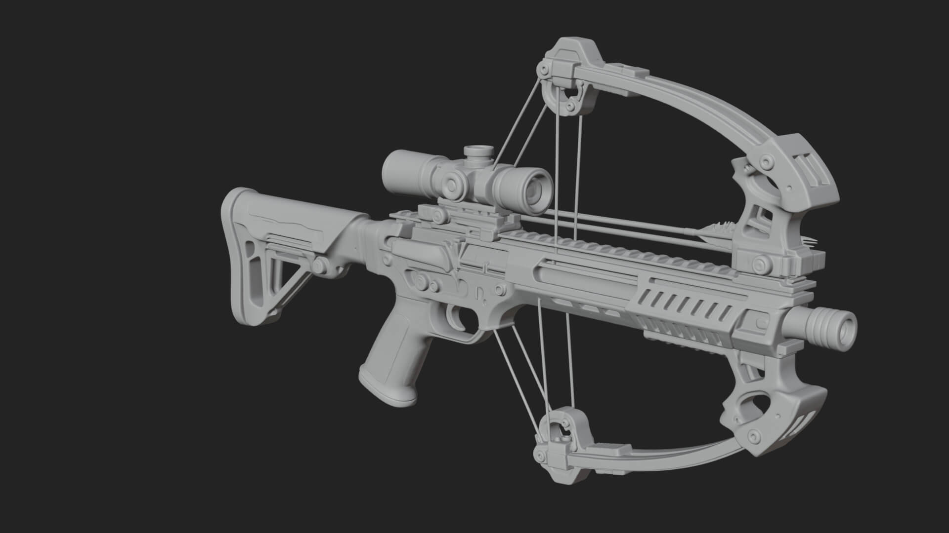 Tactical Scoped Crossbow Model Design 5 3D Print Model 3D Model