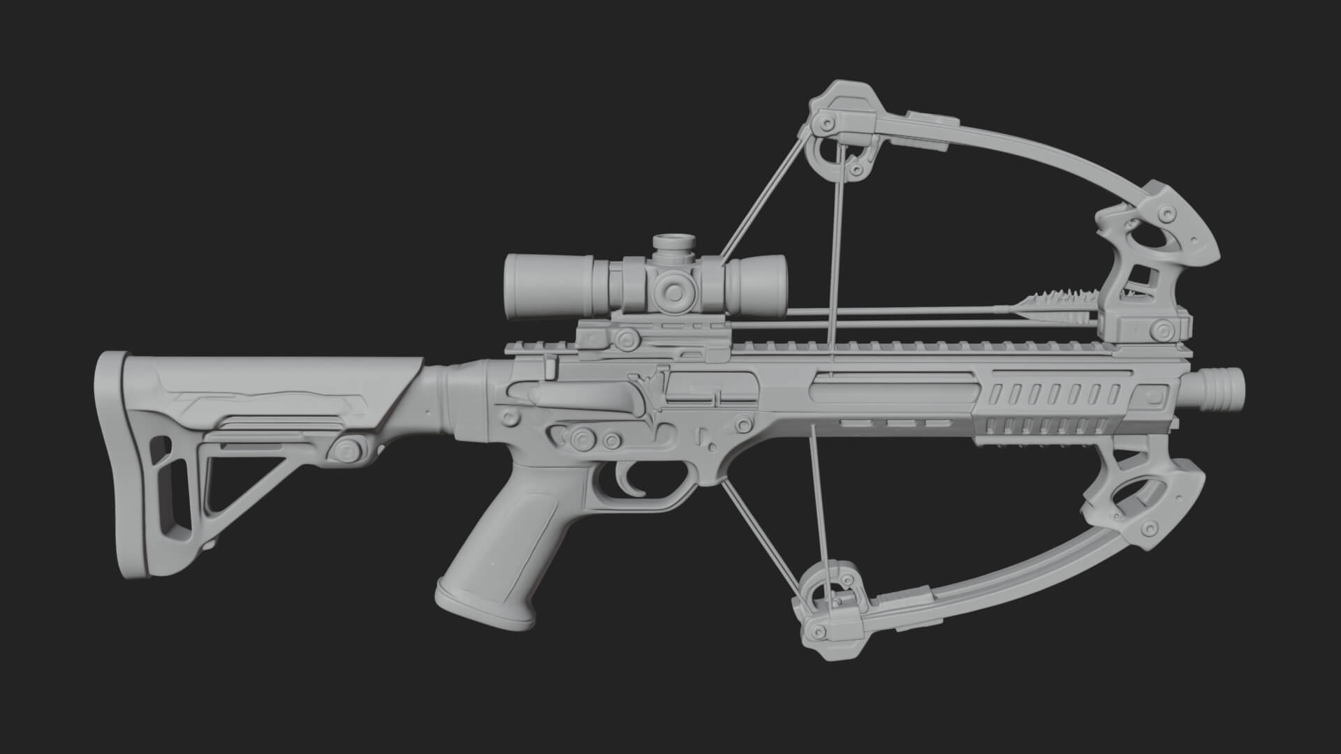 Tactical Scoped Crossbow Model Design 5 3D Print Model 3D Model