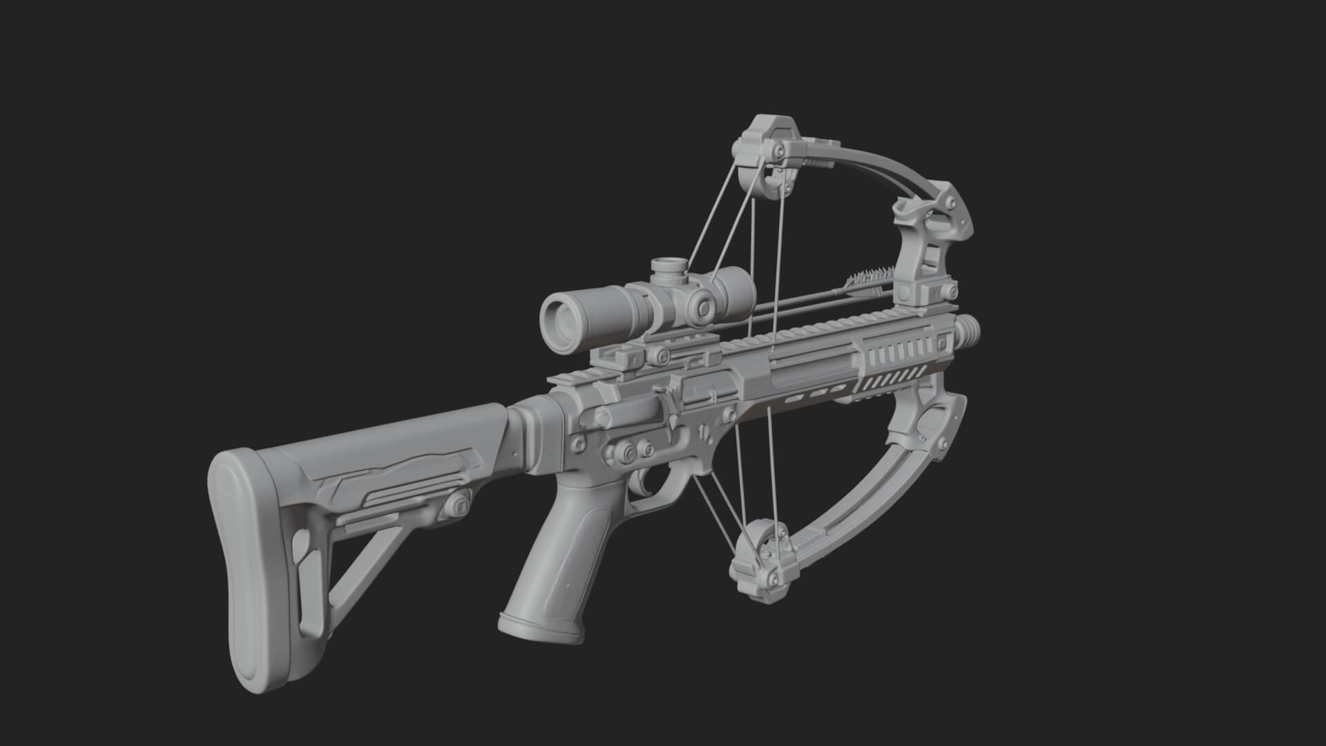 Tactical Scoped Crossbow Model Design 5 3D Print Model 3D Model