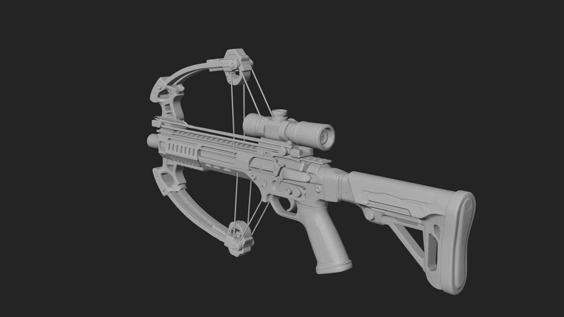 Tactical Scoped Crossbow Model Design 5 3D Print Model 3D Model