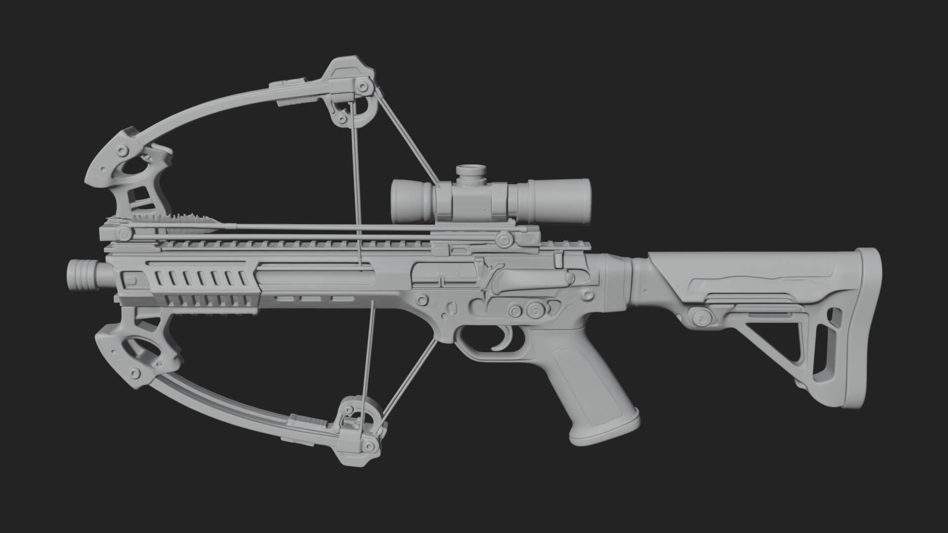Tactical Scoped Crossbow Model Design 5 3D Print Model 3D Model