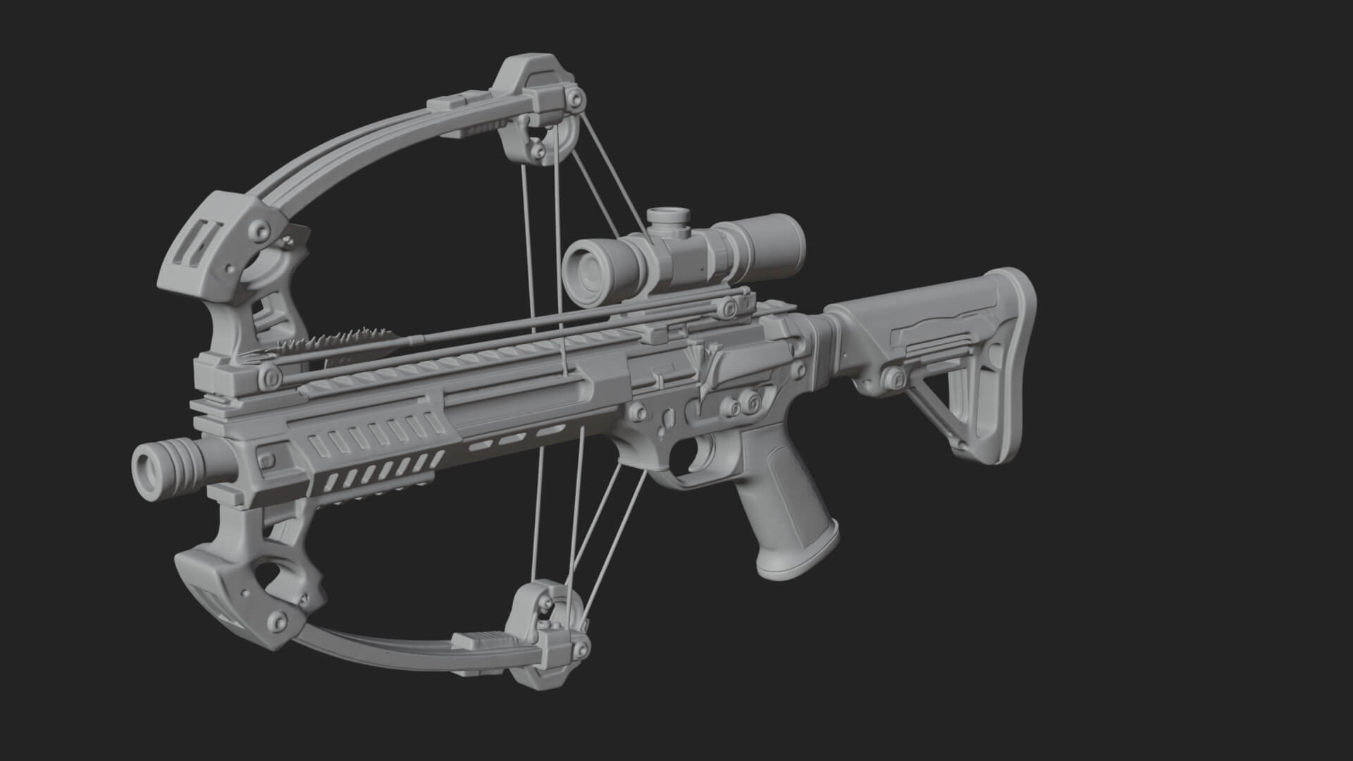 Tactical Scoped Crossbow Model Design 5 3D Print Model 3D Model