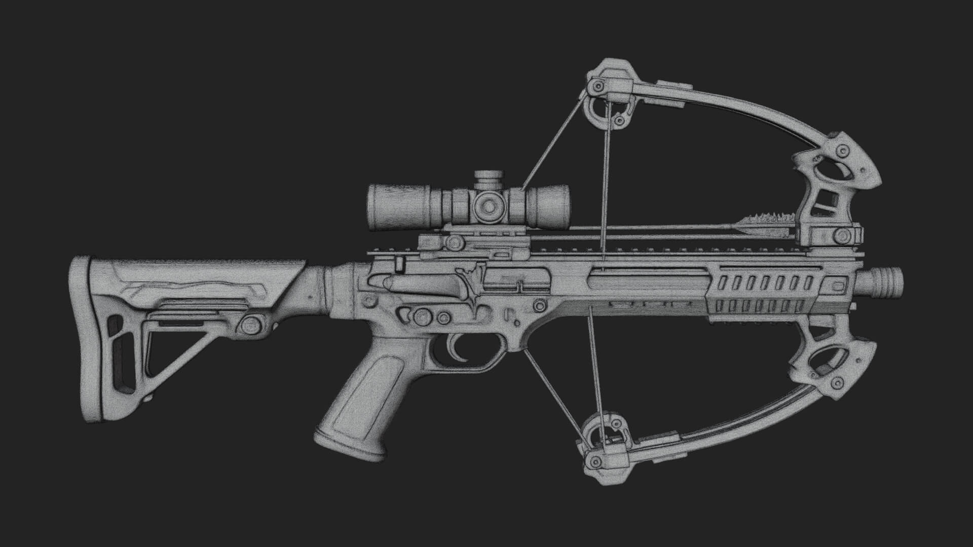 Tactical Scoped Crossbow Model Design 5 3D Print Model 3D Model