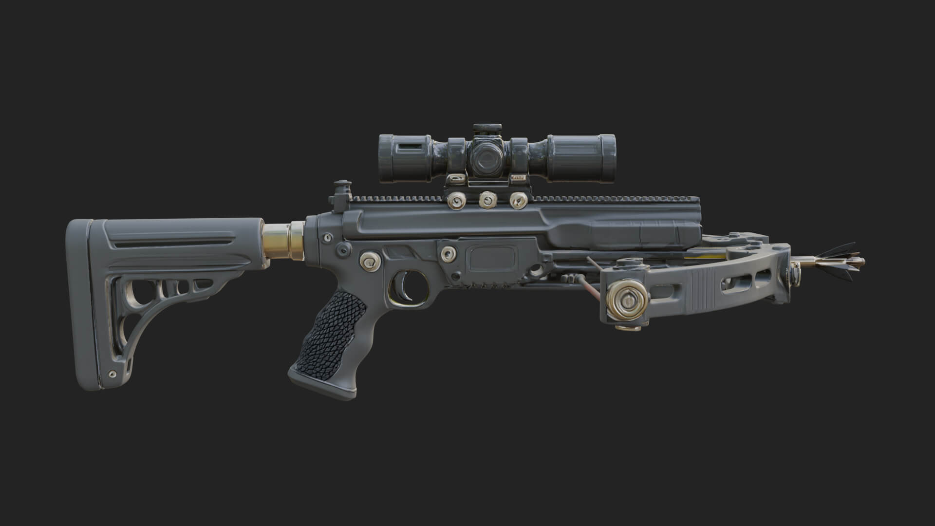 Tactical Scoped Crossbow Model Design 6 3D Print Model 3D Model