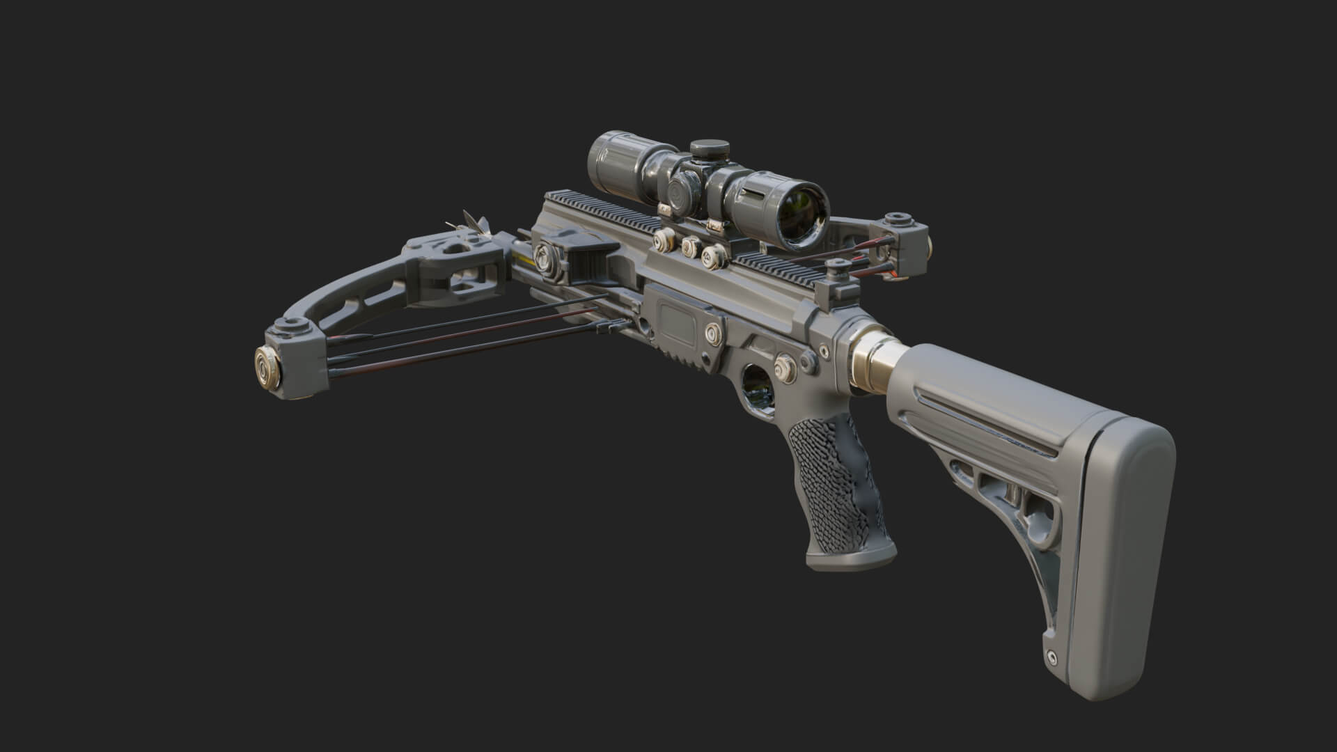 Tactical Scoped Crossbow Model Design 6 3D Print Model 3D Model