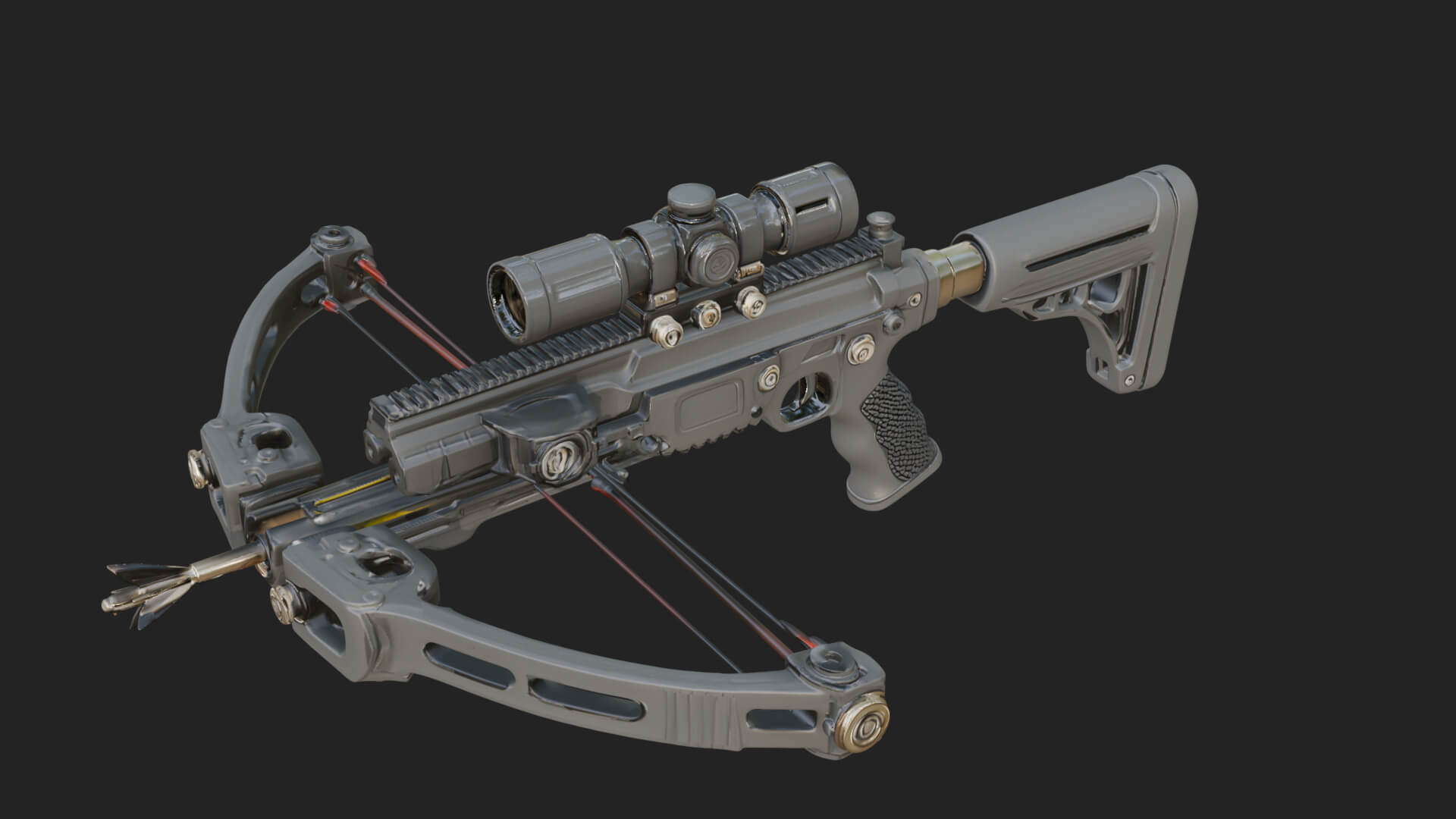 Tactical Scoped Crossbow Model Design 6 3D Print Model 3D Model
