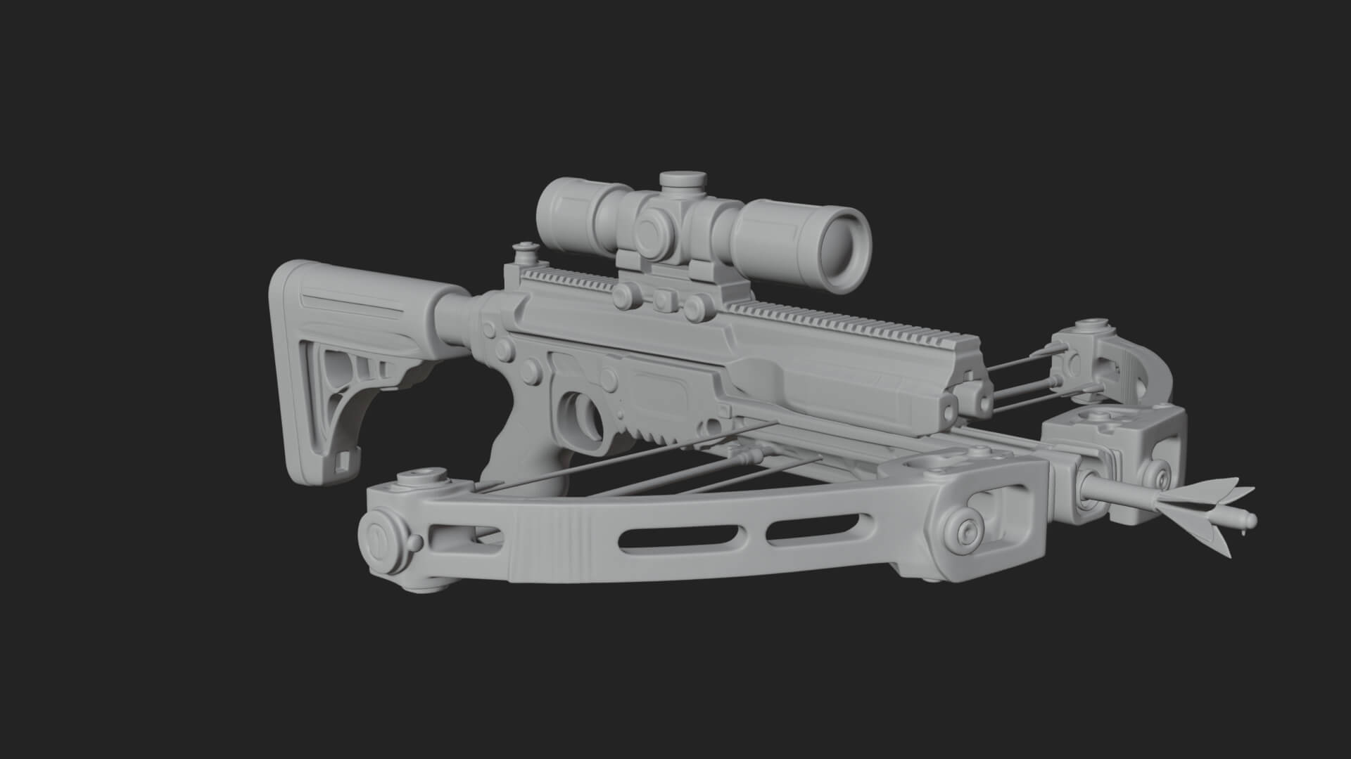 Tactical Scoped Crossbow Model Design 6 3D Print Model 3D Model