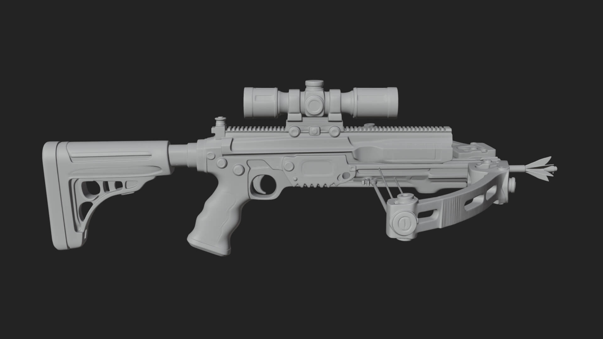 Tactical Scoped Crossbow Model Design 6 3D Print Model 3D Model