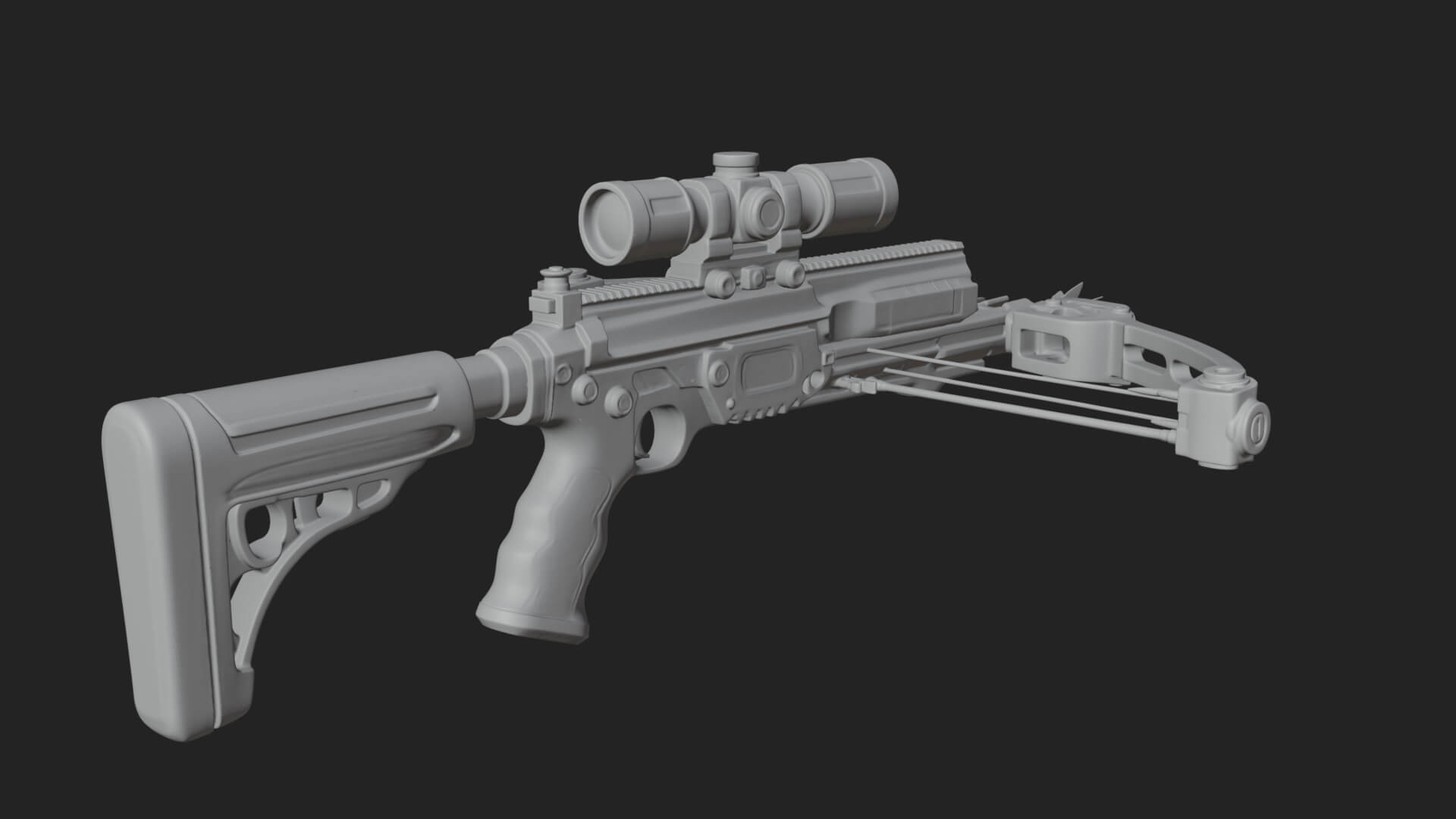 Tactical Scoped Crossbow Model Design 6 3D Print Model 3D Model